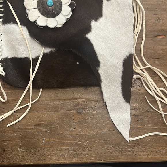 Shelly Litvak Rare cowhide shoulder bag original silver and turquoise detail - Picture 2 of 10